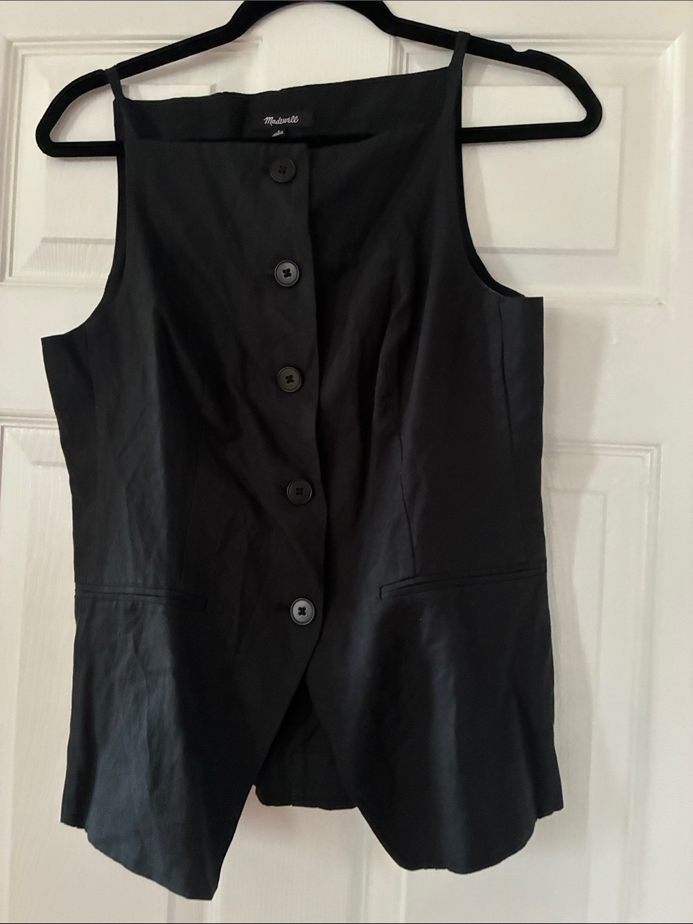 NWT Madewell Black Button-Front Sleeveless Vest
